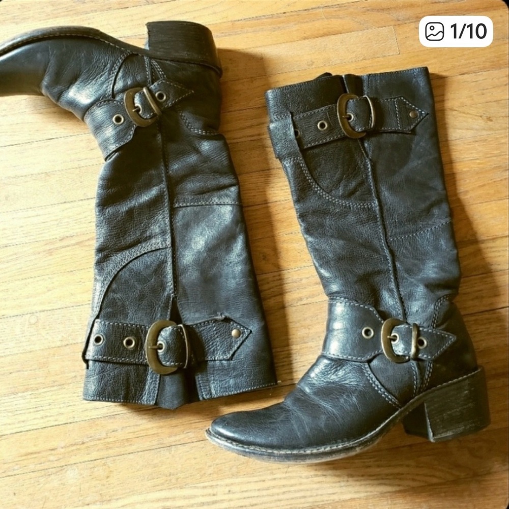 VERO CUOIO Italian Mid Calf Leather Buckle Boots 8